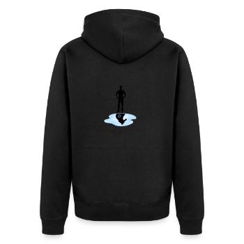 Weck den Superhelden in dir auf - Unisex Premium Bio Zip Hoodie - Schwarz - Hinten - Nico (187cm)