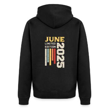 June 2025 - Birthday gift June 2025 June - Unisex Premium Organic Zip Hoodie - black - Back - Nico (187cm)