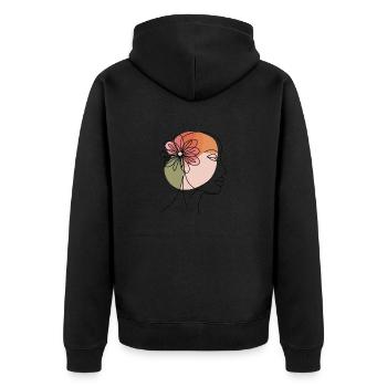 Visage, Tête, Mademoiselle, Femme, Beauté, Visage, Fleur - Veste à capuche bio Premium Unisexe - noir - Dos - Nico (187cm)
