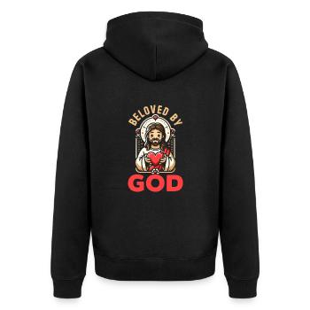 February 14 Valentine's Day Jesus Christ Church - Unisex Premium Organic Zip Hoodie - black - Back - Nico (187cm)