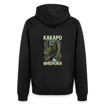 Kakapo Lover Neuseeland Eulenpapagei Vogel - Unisex Premium Bio Zip Hoodie - Schwarz - Hinten - Nico (187cm)