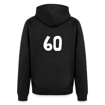 60. 60 ANS. 60e ANNIVERSAIRE. ANNIVERSAIRE 60 ANS. - Veste à capuche bio Premium Unisexe - noir - Dos - Nico (187cm)