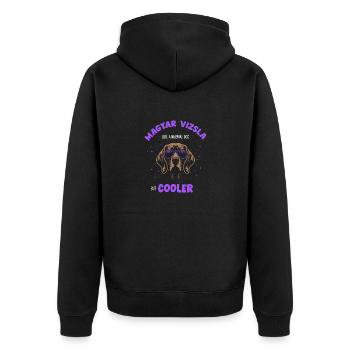 Magyar Vizsla - like a normal dog but cooler lila - Unisex Premium Organic Zip Hoodie - black - Back - Nico (187cm)