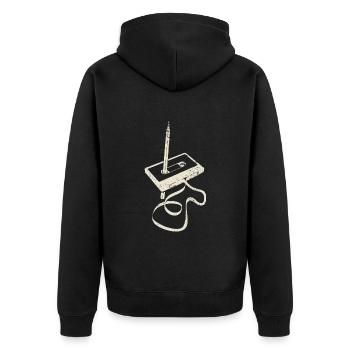 Cassette - Ruban Wrap - Bande Magnétique - Veste à capuche bio Premium Unisexe - noir - Dos - Nico (187cm)