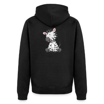 süße Tierfreunde Zebra lächeln - Unisex Premium Bio Zip Hoodie - Schwarz - Hinten - Nico (187cm)