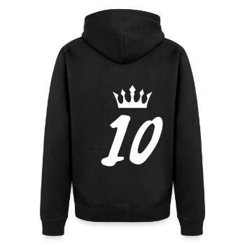 10 Zahl Krone - Unisex Premium Bio Zip Hoodie - Schwarz - Hinten - Nico (187cm)