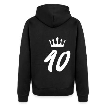 40 Zahl Krone - Unisex Premium Bio Zip Hoodie - Schwarz - Hinten - Nico (187cm)