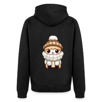 Alpaka Winter Lama Comic Niedlich - Unisex Premium Bio Zip Hoodie - Schwarz - Hinten - Nico (187cm)