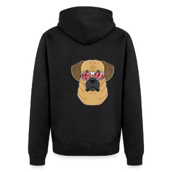 Puggle UK Sunglasses I English Flag I Union Jack - Unisex Premium Organic Zip Hoodie - black - Back - Nico (187cm)