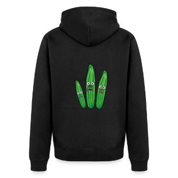gurken familie,gurken,gurke,fliege, nerd - Unisex Premium Bio Zip Hoodie - Schwarz - Hinten - Nico (187cm)