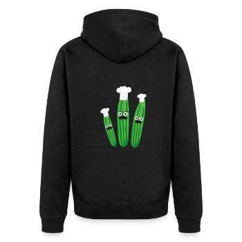 famille de concombre,concombre,concombre,nœud papillon,cuisiniers, cuisinier - Veste à capuche bio Premium Unisexe - noir - Dos - Nico (187cm)