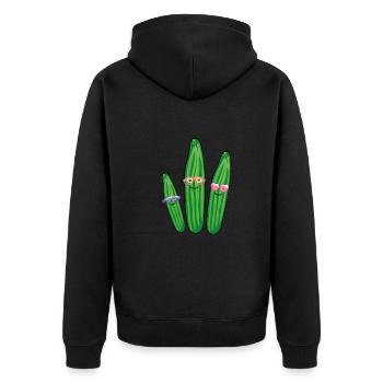 gurken trio,gurken,gurke,salatgurke,sonnenbrille - Unisex Premium Bio Zip Hoodie - Schwarz - Hinten - Nico (187cm)