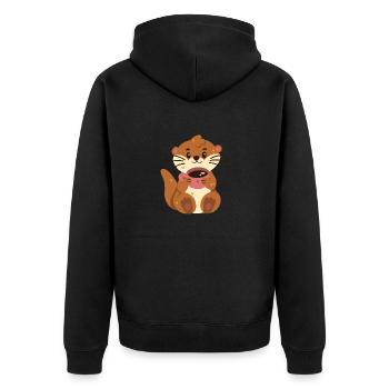 Loutre au café - Veste à capuche bio Premium Unisexe - noir - Dos - Nico (187cm)