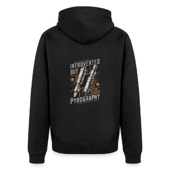 Introverti mais prêt à discuter de pyrogravure - Veste à capuche bio Premium Unisexe - noir - Dos - Nico (187cm)