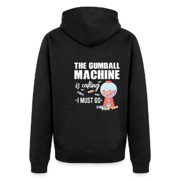 The gumball machine is calling I must go Design - Unisex Premium Bio Zip Hoodie - Schwarz - Hinten - Nico (187cm)