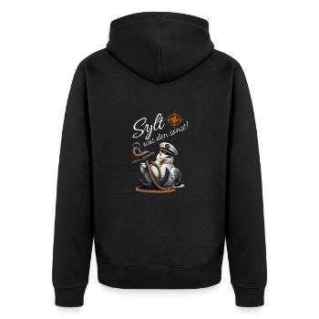 Sylt quoi d’autre ! mouette drôle avec ancre - Veste à capuche bio Premium Unisexe - noir - Dos - Nico (187cm)