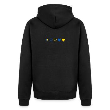 Ukrainian Heartbeat - Unisex Premium Bio Zip Hoodie - Schwarz - Hinten - Nico (187cm)