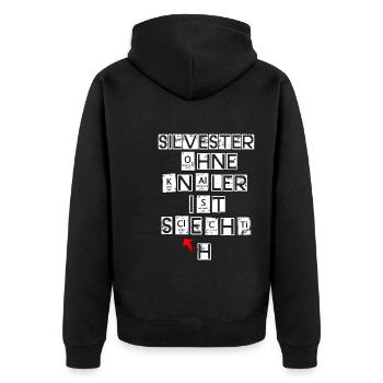 Silvester ohne Knaller ist schlechti - Unisex Premium Bio Zip Hoodie - Schwarz - Hinten - Nico (187cm)