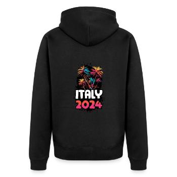 Italie 2024 Voyage de vacances coloré - Veste à capuche bio Premium Unisexe - noir - Dos - Nico (187cm)