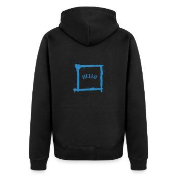 Minimalist Greeting - Unisex Premium Organic Zip Hoodie - black - Back - Nico (187cm)