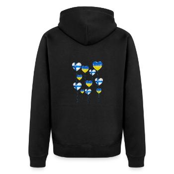Finlande Solidarité et cœur pour l’Ukraine - Veste à capuche bio Premium Unisexe - noir - Dos - Nico (187cm)
