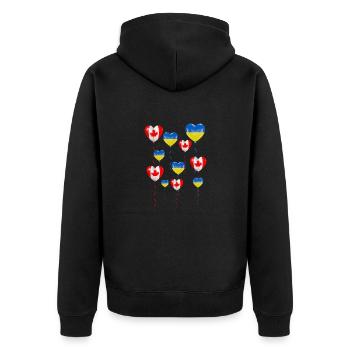 Canada : Solidarité et cœur pour l’Ukraine - Veste à capuche bio Premium Unisexe - noir - Dos - Nico (187cm)