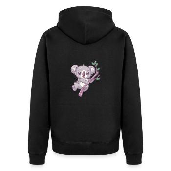 glücklicher Koalabär Koala - Unisex Premium Bio Zip Hoodie - Schwarz - Hinten - Nico (187cm)