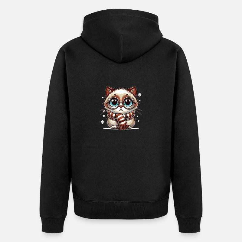 Chat d’hiver - Veste à capuche bio Premium Unisexe - noir