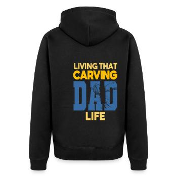 Living That Carving Dad Life Holzschnitzer - Unisex Premium Bio Zip Hoodie - Schwarz - Hinten - Nico (187cm)