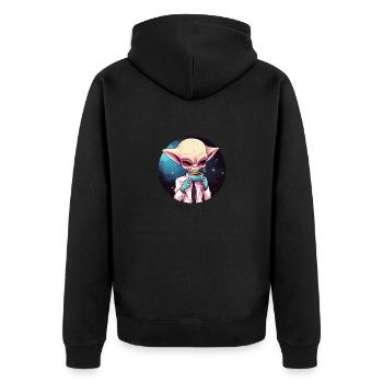 Alien Alien Coffee Space Sunset - Unisex Premium Organic Zip Hoodie - black - Back - Nico (187cm)
