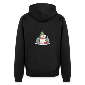 Christmas polar bear: Magical Christmas tree moment - Unisex Premium Organic Zip Hoodie - black - Back - Nico (187cm)