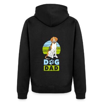 Foxhound Hund Papa - Unisex Premium Bio Zip Hoodie - Schwarz - Hinten - Nico (187cm)