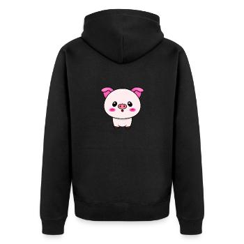 Cute Kawaii Pig - Design charmant - Veste à capuche bio Premium Unisexe - noir - Dos - Nico (187cm)