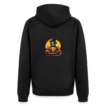 Halloween Magic: Turtle with Hat in the - Unisex Premium Organic Zip Hoodie - black - Back - Nico (187cm)