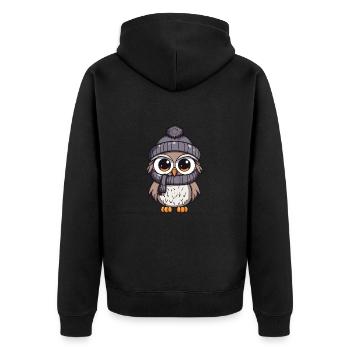Bande dessinée d’hiver hibou - Veste à capuche bio Premium Unisexe - noir - Dos - Nico (187cm)
