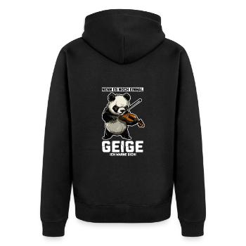 Nenn es Geige ich warne dich Panda - Unisex Premium Bio Zip Hoodie - Schwarz - Hinten - Nico (187cm)