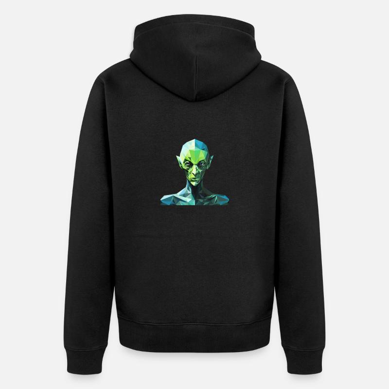 Alien de style polygone - Veste à capuche bio Premium Unisexe - noir