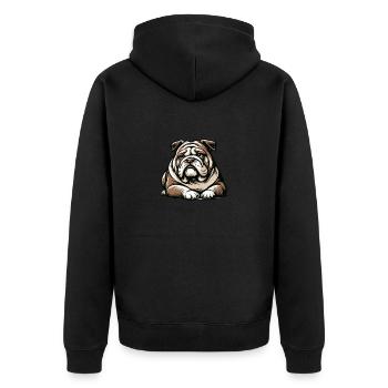 Bulldog: The Super Dog - Unisex Premium Organic Zip Hoodie - black - Back - Nico (187cm)