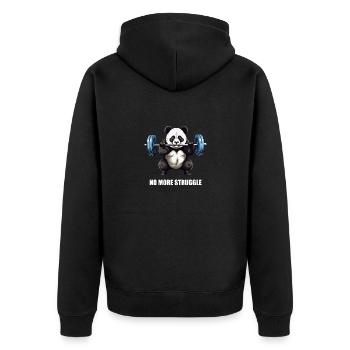 Panda Bodybuilding Gewichteheber No More Struggle - Unisex Premium Bio Zip Hoodie - Schwarz - Hinten - Nico (187cm)