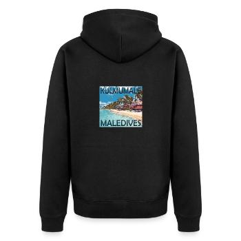 Malediven Kulmumale Beach: Sommer unter Palmen - Unisex Premium Bio Zip Hoodie - Schwarz - Hinten - Nico (187cm)