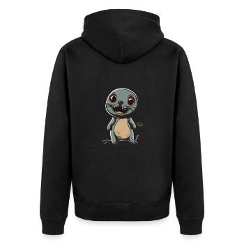 Robbe Tier Halloween Comic Lustig - Unisex Premium Bio Zip Hoodie - Schwarz - Hinten - Nico (187cm)