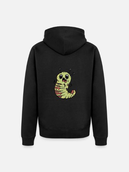 Worm Halloween Comic Funny - Unisex Premium Organic Zip Hoodie - black