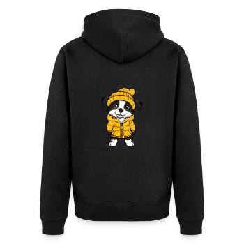 Border Collie Chien Hiver - Veste à capuche bio Premium Unisexe - noir - Dos - Nico (187cm)