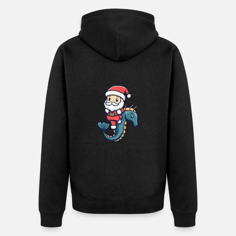 Hippocampe Père Noël - Veste à capuche bio Premium Unisexe - noir