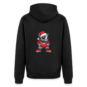 Nashorn Weihnachten Comic Cool - Unisex Premium Bio Zip Hoodie - Schwarz - Hinten - Nico (187cm)