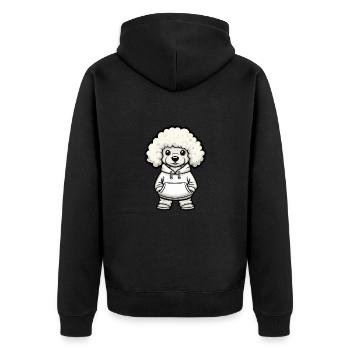 Pudel Hund Lustig - Unisex Premium Bio Zip Hoodie - Schwarz - Hinten - Nico (187cm)