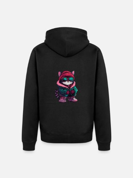 Cat Cool Comic - Unisex Premium Organic Zip Hoodie - black