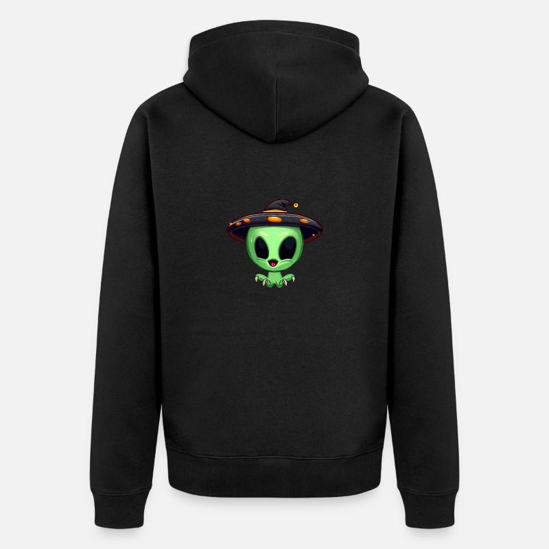 L’extraterrestre vert célèbre Halloween - Veste à capuche bio Premium Unisexe - noir