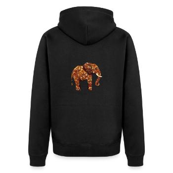 Afrikanischer Elefant im Herbst: Buntes Laub und - Unisex Premium Bio Zip Hoodie - Schwarz - Hinten - Nico (187cm)