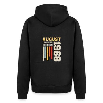 Août 1968 - Cadeau anniversaire Août 1968 Août - Veste à capuche bio Premium Unisexe - noir - Dos - Nico (187cm)